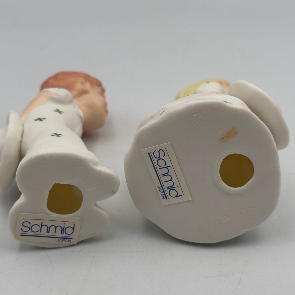 Vintage Schmid Japan Kissing Boy and Girl Porcelain Figurines Clover Pattern - Picture 5 of 8
